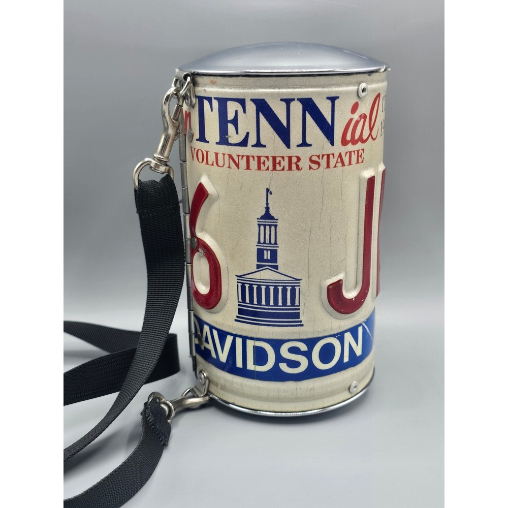 Vintage Tennessee License Plate Purse Bicentennial Crossbody Cylinder Handbag - Picture 1 of 14